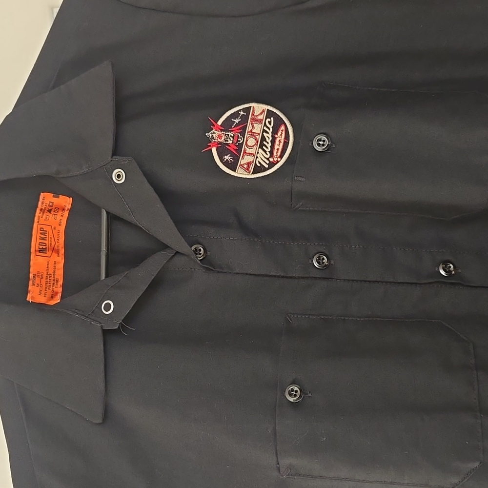 Red Kap Retro Atomic Music Patch Button-Up Mechanics Shirt Men’s Medium Black - Picture 10 of 14